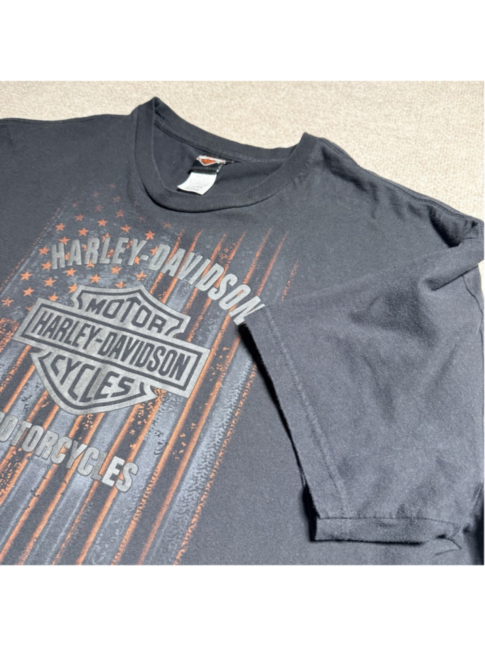 Harley-Davidson Shirt 3XL AD Farrow Columbus OH Patriotic Flag 3D Logo USA Made